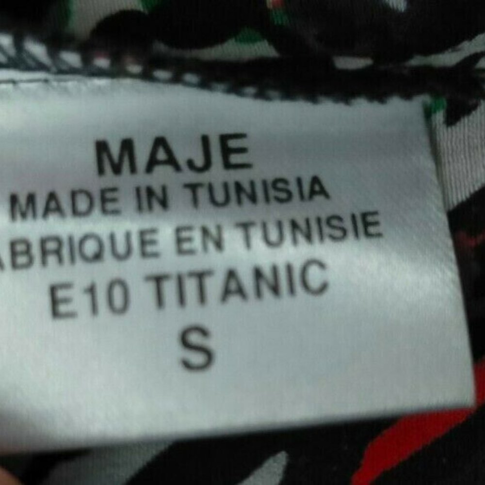 Maje 100% Silk Blue Top Size S Short Sleeve Lightweight Corporate Shirt - Picture 7 of 7